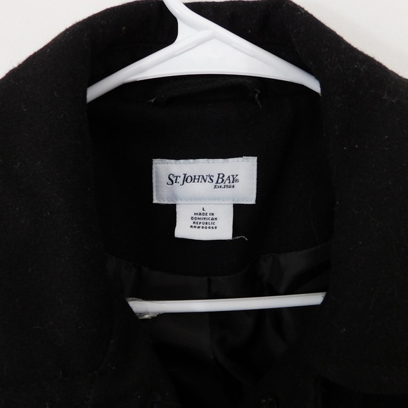 St. John's Bay Black Peacoat Wool Blend - Picture 5 of 8